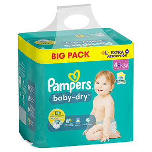 8700216334884 - Pampers® Windeln baby-dry™ BIG PACK Größe Gr4+ (10-15 kg) für Babys und Kleinkinder (4-18 Monate) 62 St