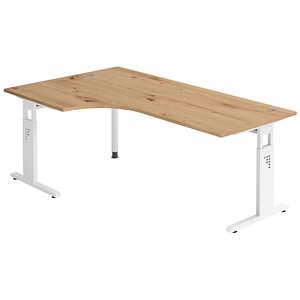 4032062193167 - OS 82 höhenverstellbarer Schreibtisch asteiche L-Form C-Fuß-Gestell weiß 2000 x 800 1200 cm 4032062193167 - OS 82 höhenverstellbarer Schreibtisch asteiche L-Form C-Fuß-Gestell weiß 2000 x 800 1200 cm