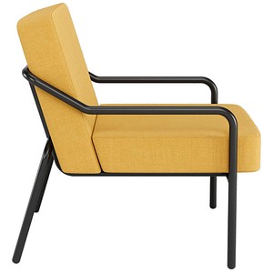 3660141964158 - Sessel meet® by Paperflow MEDSO Klassik M gepolstert Sitzfläche austauschbar B 580 x T 743 x H 736 mm Stoff und Stahl gelb mattschwarz