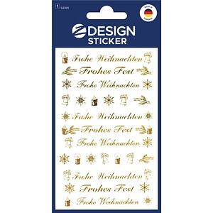 AVERY Zweckform Aufkleber Motiv "Frohe Weihnachten" Gold Selbstklebend
