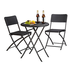 4052025970420 - relaxdays Sitzgruppe   schwarz Kunststoff Metall 3-teilig