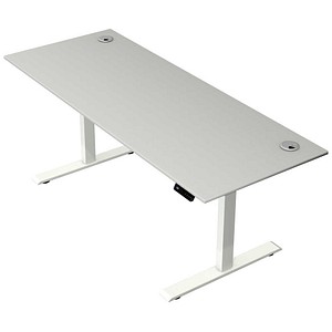 Kerkmann Move 2 Plus elektrisch höhenverstellbarer Schreibtisch lichtgrau rechteckig, T-Fuß-Gestell weiß 200,0 x 80,0 cm