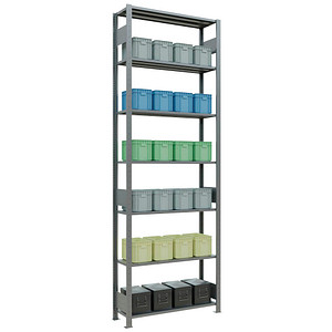 4004514279644 - Schulte Lagertechnik Fachbodenregal MULTIplus150 Steck-Grundregal B 1000 x T 300 x H 3000 mm 7 Ebenen bis 1500 kg verzinkt