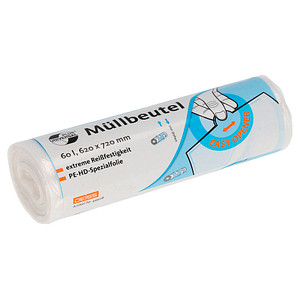 4001553710060 - DEISS UNIVERSAL PLUS Müllbeutel 60 Liter transparent Besonders reißfeste Müllsäcke aus HDPE 268 g  Rolle Maße (B x L) 620 x 720 mm 1 Rolle = 50 Beutel