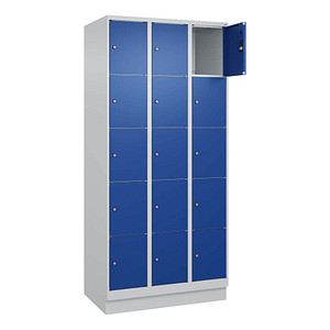 CP Schließfachschrank Classic PLUS enzianblau, lichtgrau 080020-305 S10003, 15 Schließfächer 90,0 x 50,0 x 195,0 cm