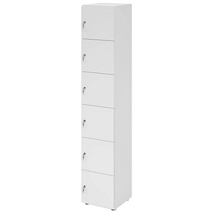 4032062312124 - HAMMERBACHER Schließfachschrank weiß V264L6 W W DS 6 Schließfächer 400 x 420 x 2156 cm