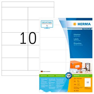 HERMA Etiketten 4629 weiß 105,0 x 50,8 mm, 200 Blatt