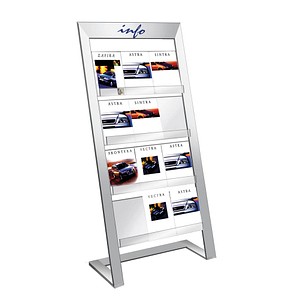 Prospektständer Denver silber DIN A4 12 Fächer