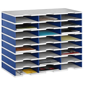 Sortierstation Styrodoc grau/blau mit 24 Fächern