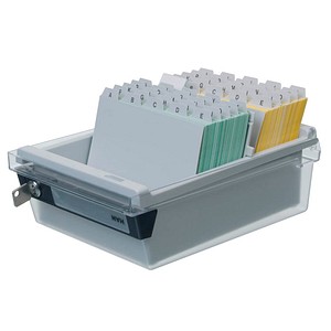 Karteikasten DIN A5 für 800 Karteikarten lichtgrau mit Deckel und Schloß