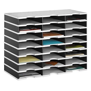 Sortierstation Styrodoc grau/schwarz mit 24 Fächern