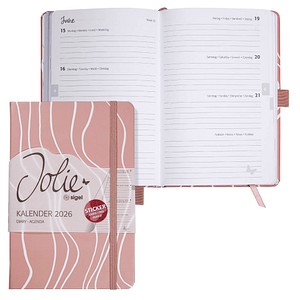 2 Stück Sigel Buchkalender J6351, rosé, 1 Woche / 2 Seiten, 13,5x20,3cm (A5) 4004360774768 Sigel