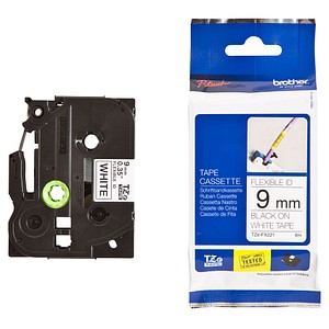 Beschriftungsband TZe-FX221 TZEFX221, 9 mm schwarz auf weiß