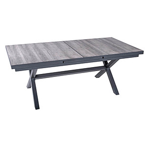 Garden Pleasure Gartentisch RANA grau rechteckig 100,0 x 200,0 / 260,0 x 77,0 cm