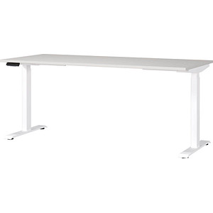 4005949791534 - Sitz-Steh-Schreibtisch JET 7909-642 elektrisch höhenverstellbar  180x80cm (BxT) rechteckig lichtgrau   Weiß 4005949791534 GE