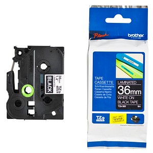 Beschriftungsband TZe-365 TZE365, 36 mm weiß auf schwarz