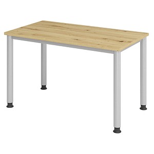 HAMMERBACHER HS612 Schreibtisch asteiche rechteckig, 4-Fuß-Gestell silber 120,0 x 67,2 cm