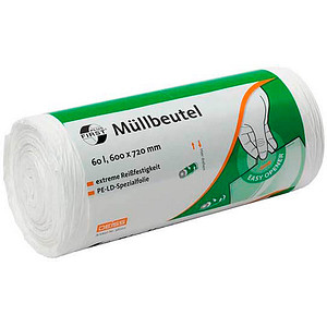 Deiss Müllbeutel 36022 FIRST PLUS, weiß, 60 Liter, reißfest 4001553710121 Deiss 50 Stück