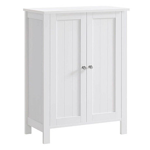 6955880325900 - Songmics - Badschrank Badezimmerschrank Schuhschrank Regal Aufbewahrungmit Doppeltür 2 verstellbare Einlegeböden Weiß 60 x 80 x 30cm Weiß BCB60W