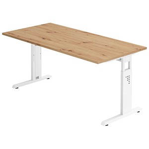 4032062187760 - PRO MEGA 16 W 160x80 Schreibtisch höhenverstellbar - 160 x 80 höhenverstellbar Asteiche Weiß