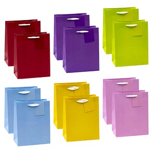 4022792960115 - Geschenktüte „Trendfarben“ Format A5 mit Tragekordel & Beschriftungsschild B 180 x T 100 x H 230 mm PP-Folie 12 Stück farbsortiert