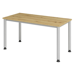 HAMMERBACHER HS614 Schreibtisch asteiche rechteckig, 4-Fuß-Gestell silber 140,0 x 67,2 cm