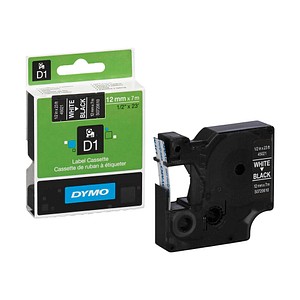Beschriftungsband D1 S0720610, 12 mm weiß auf schwarz