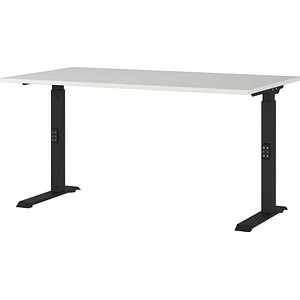 4005949791794 - Schreibtisch DOWNEY 7904-581 manuell höhenverstellbar  140x80cm (BxT) rechteckig lichtgrau   Schwarz 4005949791794 GERMANIA