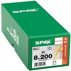 4003530246012 - Spax - Holzbauschraube 80 x 200 mm 50 Stück Vollgewinde Senkkopf t-star plus T40 CUT-Spitze wirox - 1201010802005