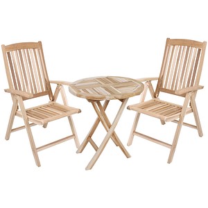4041908121356 - 3tlg Teak Tischgruppe Gartenmöbel Gartentisch Stuhl Garten Hochlehner Tisch