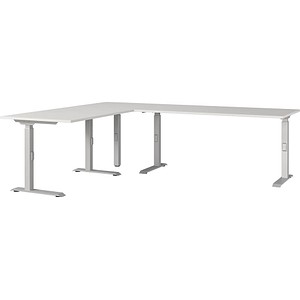 4005949792098 - Eckschreibtisch Agenda mechanisch höhenverstellbar B 2400 x T 2200 x H 680-910 mm Lichtgrau Silber