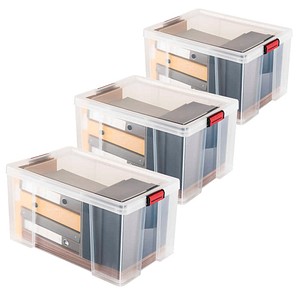 3 PAPERFLOW CLIP`N STORE Aufbewahrungsboxen 75,0 l transparent 62,5 x 44,0 x 35,0 cm