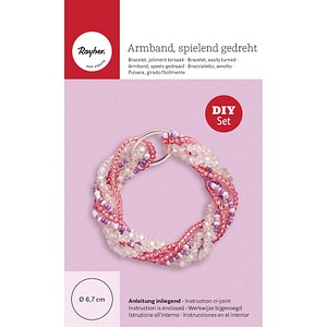 Rayher Schmuck-Basteln-Set Armband gedreht rosa/weiß