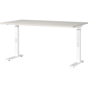 4005949791862 - Schreibtisch DOWNEY 7904-642 manuell höhenverstellbar 68-91cm (H) 140x80cm (BxT) rechteckig lichtgrau   weiß 4005949791862 