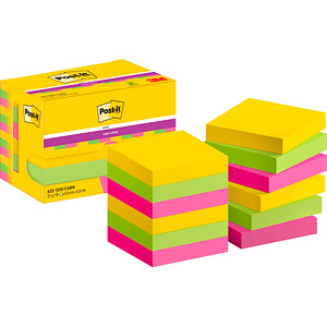 Post-it® Carnival Haftnotizen extrastark 654MTDR farbsortiert 12 Blöcke