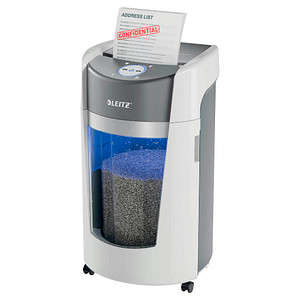 AKTION: LEITZ IQ OptiMax Office 550 Aktenvernichter mit Partikelschnitt P-5, 2 x 15 mm, bis 10 Blatt, weiß mit 25 Euro CashBack