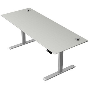 Kerkmann Move 2 Plus elektrisch höhenverstellbarer Schreibtisch lichtgrau rechteckig, T-Fuß-Gestell silber 200,0 x 80,0 cm