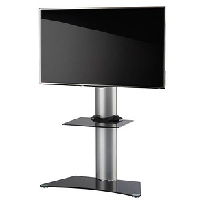 TV-Ständer Findal mit Zwischenboden silber, schwarzglas