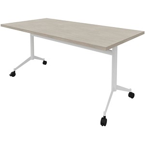 8058265539980 - Mehrzwecktisch Pop-up beton weiß rechteckig T-Fuß-Gestell weiß 1600 x 800 x 740 cm