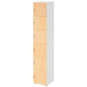 4032062313787 - HAMMERBACHER Schließfachschrank weiß ahorn V264L6 W 3 DS 6 Schließfächer 400 x 420 x 2156 cm