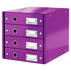 Schubladenbox Click & Store violett mit 4 Schubladen