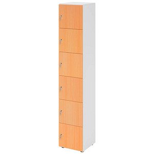 4032062313800 - HAMMERBACHER Schließfachschrank weiß buche V264L6 W 6 DS 6 Schließfächer 400 x 420 x 2156 cm