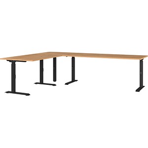 4005949792135 - Eckschreibtisch Agenda Home mechanisch höhenverstellbar B 2600 x W 2000 x H 680-910 mm Grandson-Eiche Schwarz 4005949792135 - Eckschreibtisch Agenda Home mechanisch höhenverstellbar B 2600 x W 2000 x H 680-910 mm Grandson-Eiche Schwarz