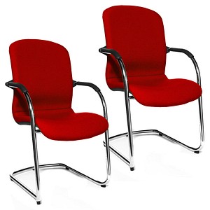 4014296966977 - Besucherstuhl Open Chair 110 rot   chrom mit Armlehnen Freischwinger 4014296966977 2 Stück