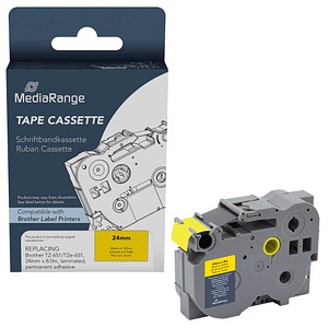 4260664874386 - Schriftband kompatibel zu Brother TZe-651 Permanent haftend 24 mm Länge 8 m schwarz auf gelb 4260664874386 MediaRange
