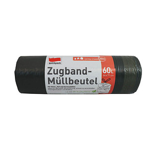 4008284042378 - Müllbeutel 42378 schwarz 60 Liter mit Zugband 4008284042378 20 Stück