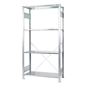 4058255110605 - Steckregalsystem green H2000xB1000xT500mm Grundregal verzinkt 2 Rahmen 4 Fachböden - Schulte Lagertechnik