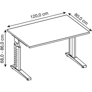 4032062140789 - HAMMERBACHER US12 höhenverstellbarer Schreibtisch nussbaum rechteckig C-Fuß-Gestell silber 1200 x 800 cm 4032062140789 - HAMMERBACHER US12 höhenverstellbarer Schreibtisch nussbaum rechteckig C-Fuß-Gestell silber 1200 x 800 cm