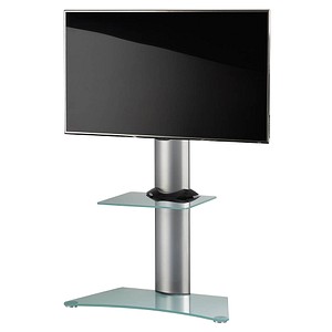 TV-Ständer Findal mit Zwischenboden silber, mattglas