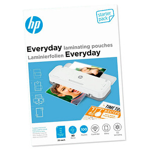 HP Everyday Laminierfolien-Set glänzend für A4, A5, A6, Visitenkartenformat 80 micron